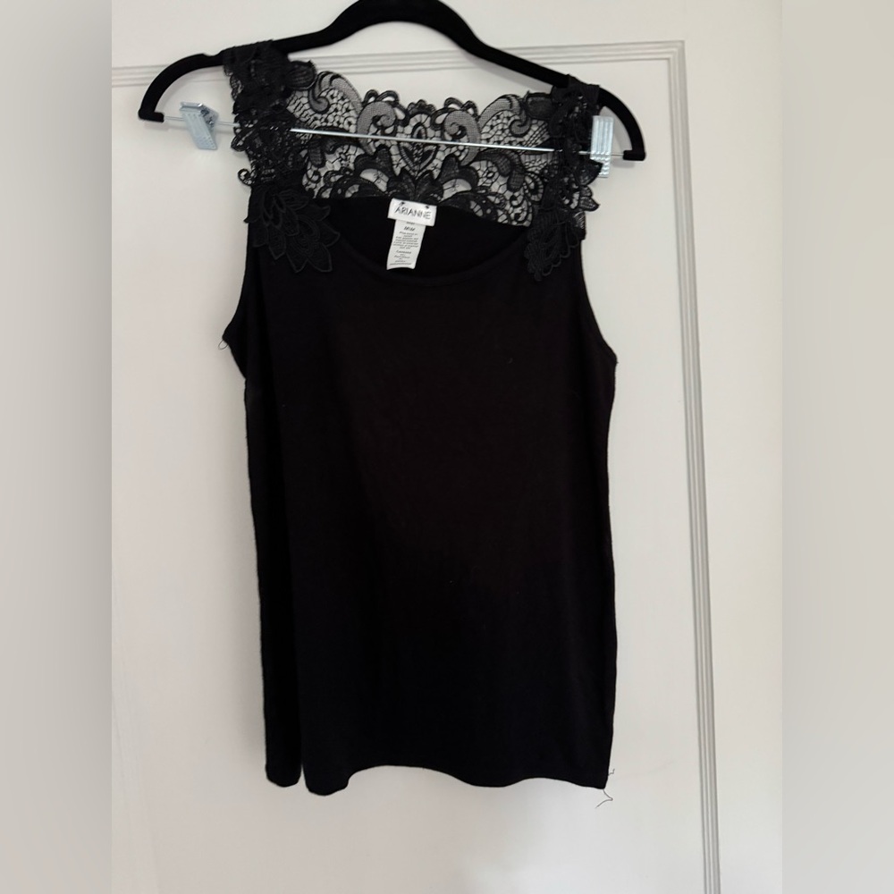 Arianne Black Lace Detail Sleeveless Top